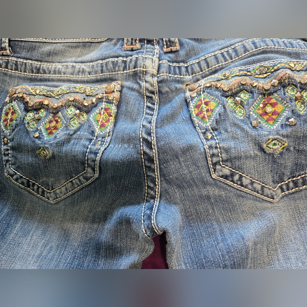 Grace In LA Embroidered Blue Jeans
